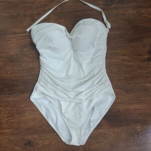 Lilly Pulitzer Classic White One-Piece Swimsuit with Ruching Size 12